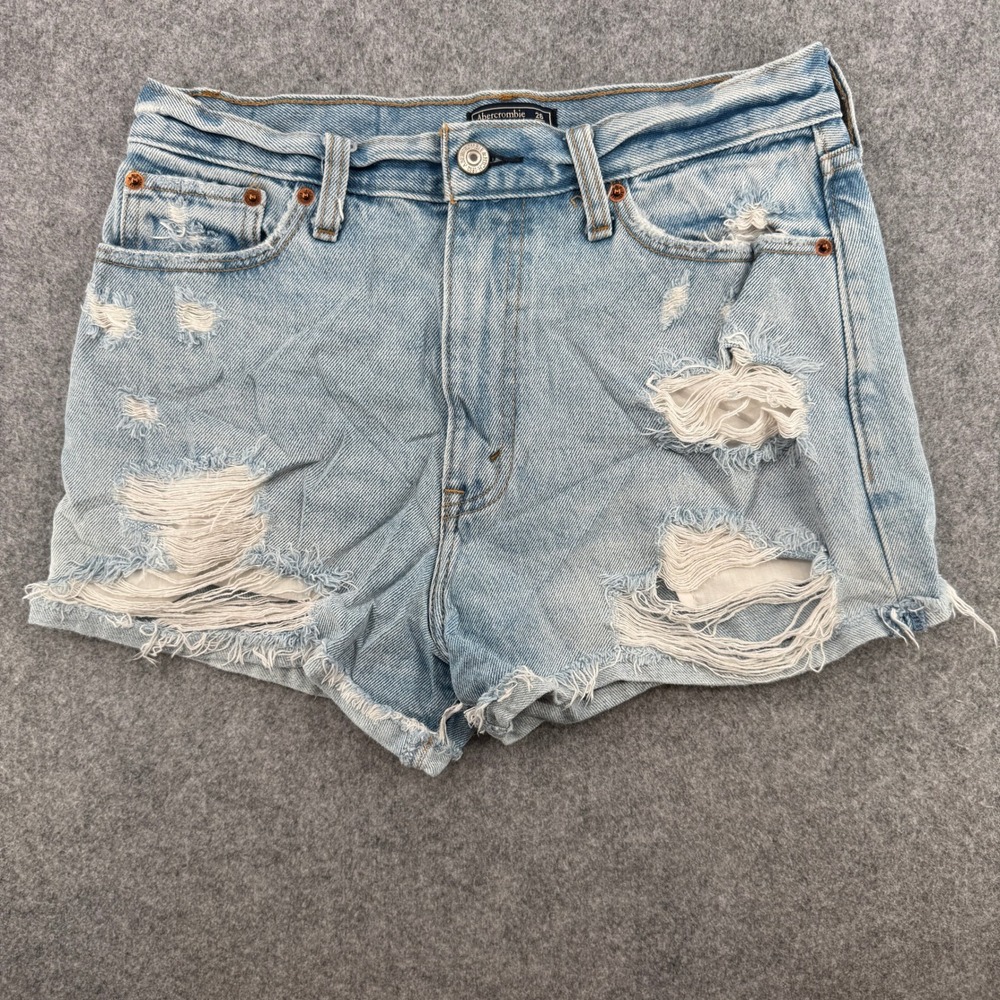 Y2K VTG Abercrombie & Fitch Shorts Womens 26 Annie High Rise Blue Distressed